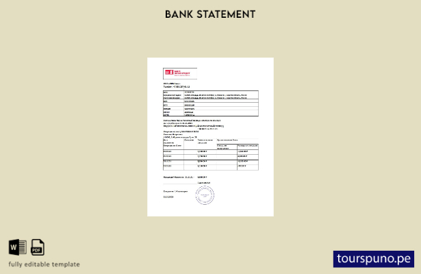 listo para imprimir plantilla de Excel de extracto bancario de crédito para el h